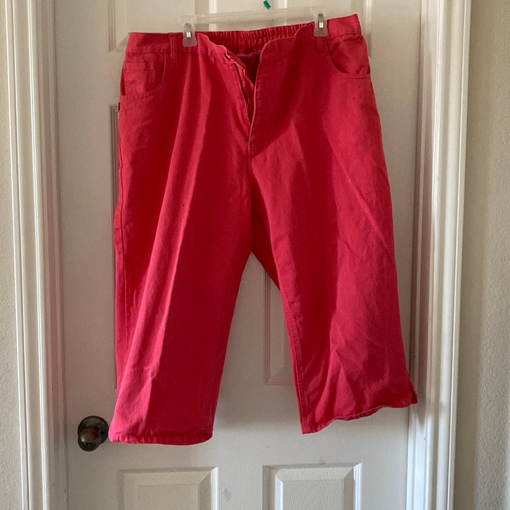 Denim coral color capri jeans